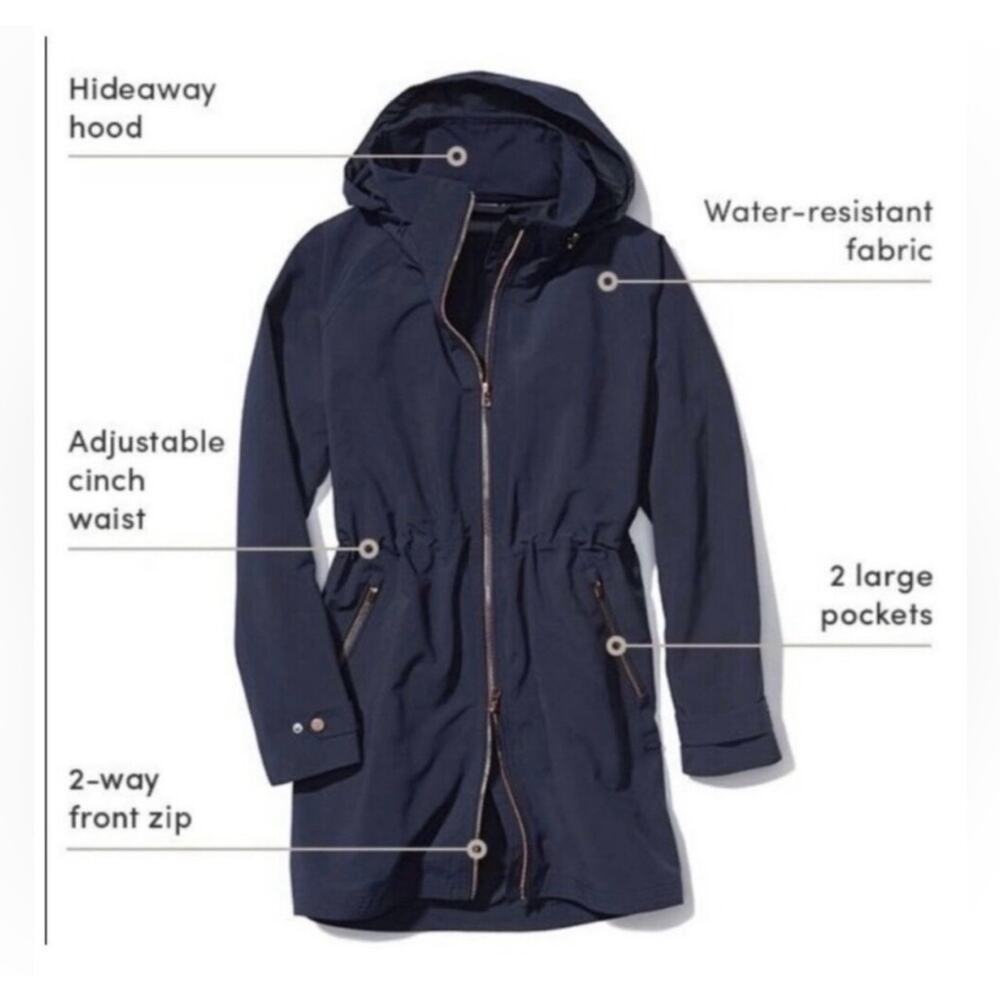 Athleta Rain Drop Jacket Black Anorak Cinch Waist Size L - Picture 4 of 14